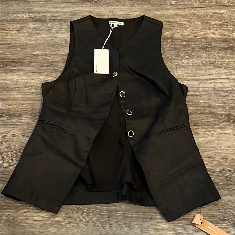 Black Sleeveless Vest with Button Detail